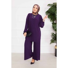 Nz Piliseli Rahat Kalıp Tesettür İkili Takım Açık Mor