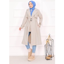 Md Seyyar Kuşaklı Kolları Ayarlanan Trençkot Taş