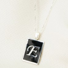 925 Ayar Gümüş Çerçeve Model Mineli Harfli Kolye Kadın / Erkek