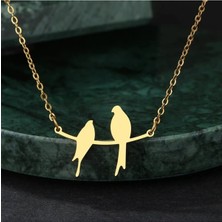 925 Ayar Gümüş Çifte Kumrular Kuşlar Kolye