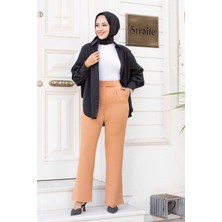 TEG Beli Çıtçıtlı Palazzo Tesettür Pantolon Camel