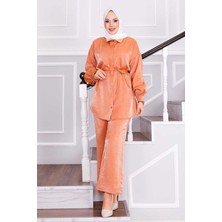 Md Beli Seyyar Bağcıklı Pantolonlu İkili Takım Somon