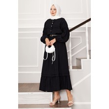 Md Nervür Detay Balon Kol Etek Takım Siyah