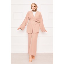 Md Kimonolu İkili Tesettür Takım Vizon