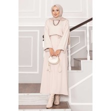 Md Kolu Katlama Detaylı Seyyar Kuşaklı Oyşo Elbise Taş