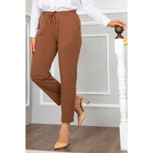 EMD Beli Lastikli Tesettür Pantolon Kahve