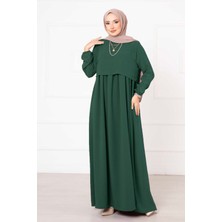 Pol Bolero Görünümlü Tesettür Elbise Zümrüt