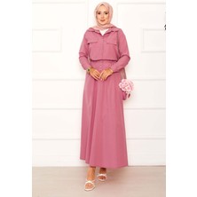 Md Cep Detaylı Etekli İkili Takım Pembe