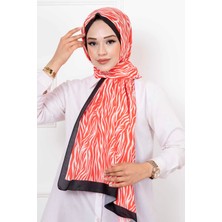 Zebra Desenli Tesettür Şal Kırmızı