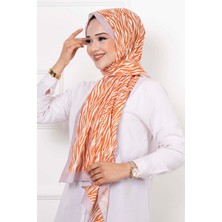 Zebra Desenli Tesettür Şal Kiremit