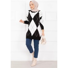 RAF Baklava Desen Triko Kazak Siyah