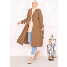 Md Seyyar Kuşaklı Kolları Ayarlanan Trençkot Taba