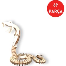 Algwood Kral Kobra Ahşap Maket Kiti – 69 Parça 3D Puzzle Hareketli Görünümlü Yılan Figürü Dıy Hobi