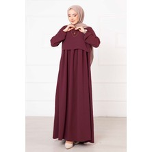 Pol Bolero Görünümlü Tesettür Elbise Bordo