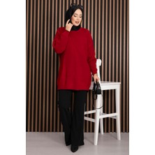 RAF Ribanalı Oversize Triko Kazak Kırmızı