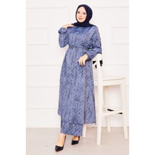 Sm Beli Tünelli İkili Tunik Tesettür Takım Lacivert