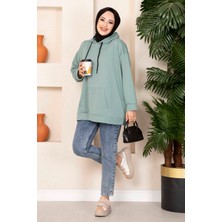 Cvn Kanguru Cepli Tesettür Sweatshirt Mint