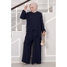 Md Asimetrik Kesim Aerobin Tesettür Ikili Takım Lacivert