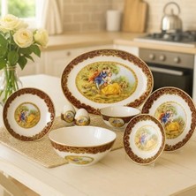 Zuccara Maison 12 Kişilik 52 Parça Rokoko Tarzı Altın Yaldızlı Yemek Takımı