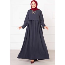 Pol Bolero Görünümlü Tesettür Elbise Gri