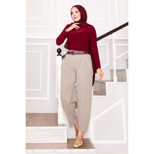 MDS Önü Pile Detaylı Cepli Pantolon Taş