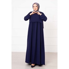 Pol Bolero Görünümlü Tesettür Elbise Lacivert
