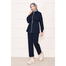 Md Pile Detaylı Fermuarlı İkili Takım Lacivert