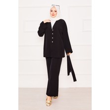 Md Kimonolu İkili Tesettür Takım Siyah