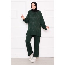 Azr Işıltı Taş Detaylı Oyşo İkili Takım Zümrüt