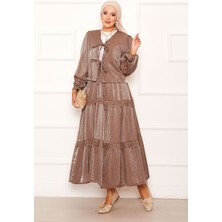 Md Güpür Detaylı Etekli Kimonolu Takım Taba