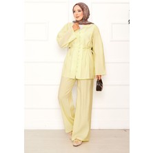 Md Brit  Düğmeli Seyyar Kuşaklı İkili Takım Sarı