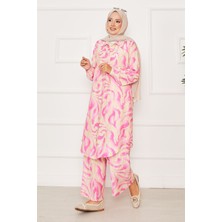 Nz Boydan Düğmeli Kolu Lastik Detaylı İkili Takım Fuşya