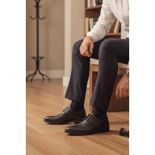 Enoch Hakiki Deri Siyah Ortopedik Bağcıklı Klasik Erkek Baba Ayakkabı