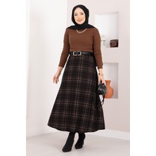 MDS Kare Desenli Scuba Etek Siyah-Vizon