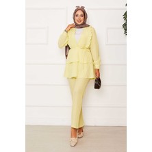 Md Eteği Volanlı Fırfır Detaylı İkili Takım Sarı