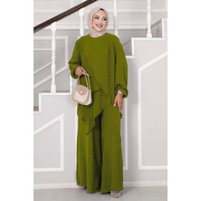 Md Asimetrik Kesim Aerobin Tesettür İkili Takım Yağ Yeşil
