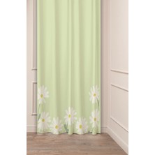 Greendecor Papatya Çiçek Bohem Sade Soft Pastel Desenli Özel Tasarım Dijital Baskılı (Tek Kanat) Şık Fon Perde