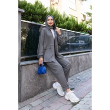 Md Kapüşon Ve Fermuar Detaylı İkili Oyşo Takım Füme