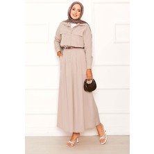 Md Cep Detaylı Etekli Ikili Takım Bej