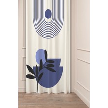 Greendecor Yaprak Bohem Minimalist Bej Krem Desenli Özel Tasarım Dijital Baskılı (Tek Kanat) Modern Fon Perde
