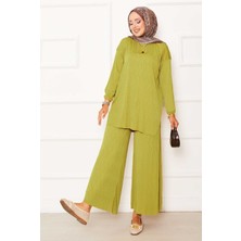 Ozk Kraş Desen Sandy İkili Takım Yağ Yeşil