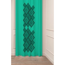 Greendecor Geometrik Çizgi Şekiller Özel Tasarım Desenli Dijital Baskılı (Tek Kanat) Modern Şık Fon Perde