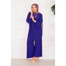 Nz Piliseli Rahat Kalıp Tesettür İkili Takım Saks