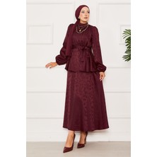 Md Beli Lastikli Seyyar Kuşaklı Jakar  İkili Takım Bordo