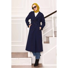 Md Kolu Kemer Detaylı Su Geçirmez Trenç  Lacivert