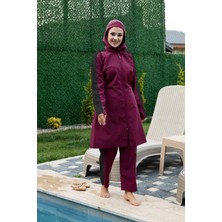 Md Paraşüt Kumaş Fermuarlı Tesettür Mayo Fuşya