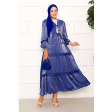 Md Güpür Detaylı Etekli Kimonolu Takım İndigo