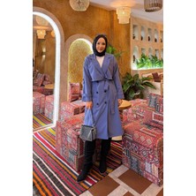 Md Kuşak Detaylı Omuz Apoletli Trençkot İndigo