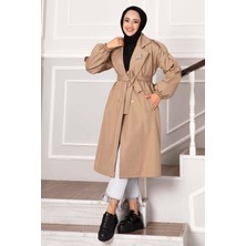 Md Omzu Apoletli Düğmeli Trenç Vizon