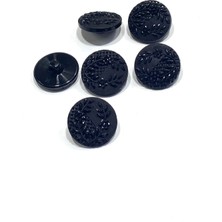 Hırka Yelek Düğmesi / Siyah / Kabartmalı Desenli / 1,5 cm / 6’lı Set